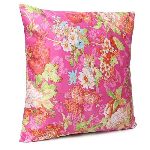Floral Print Square Suede Bed Cushion Cover Throw P Hot Pink