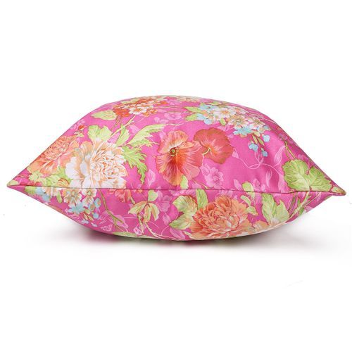 Floral Print Square Suede Bed Cushion Cover Throw P Hot Pink