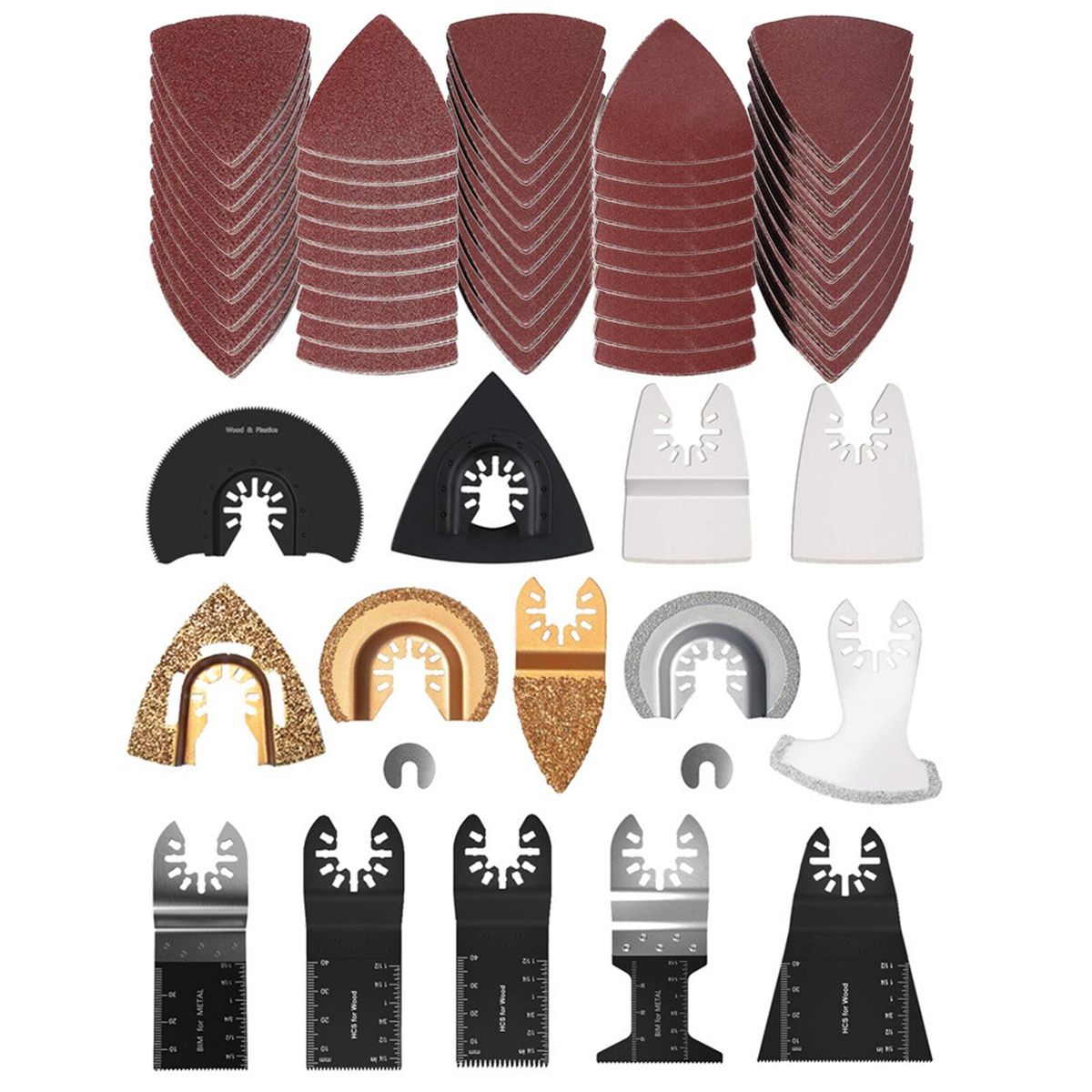 66PCS Oscillating Tool Blades Multitool Saw Blades Accessories Kit for Cutting Metal Wood Plastic