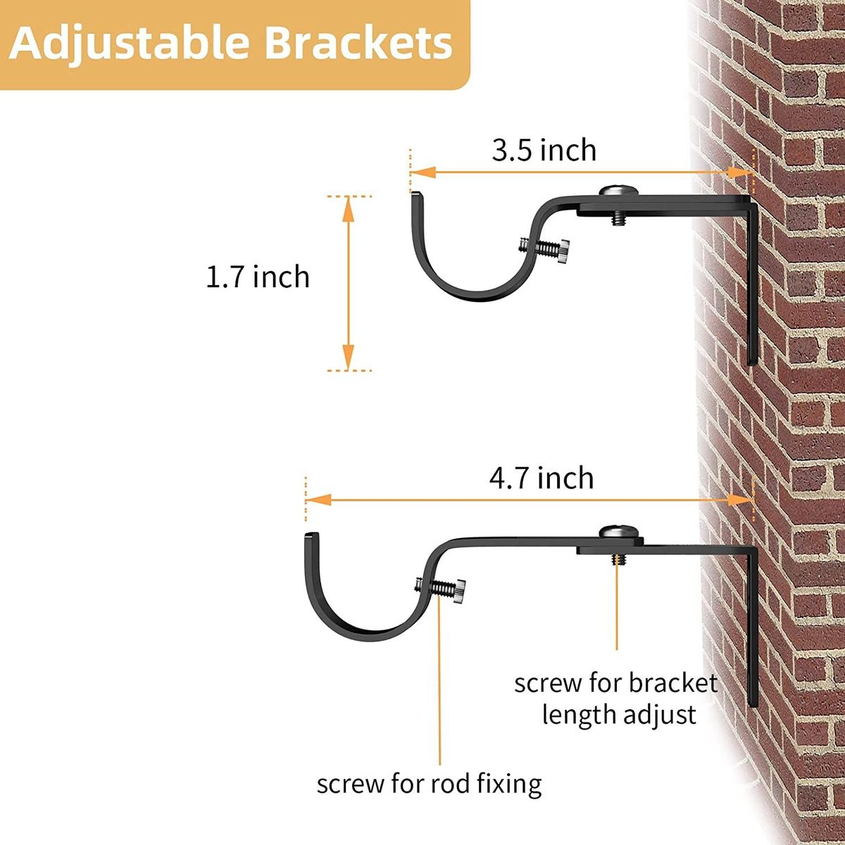 CALCHELE Curtain Rod, 1 Inch Black Rods For Windows 30-44"