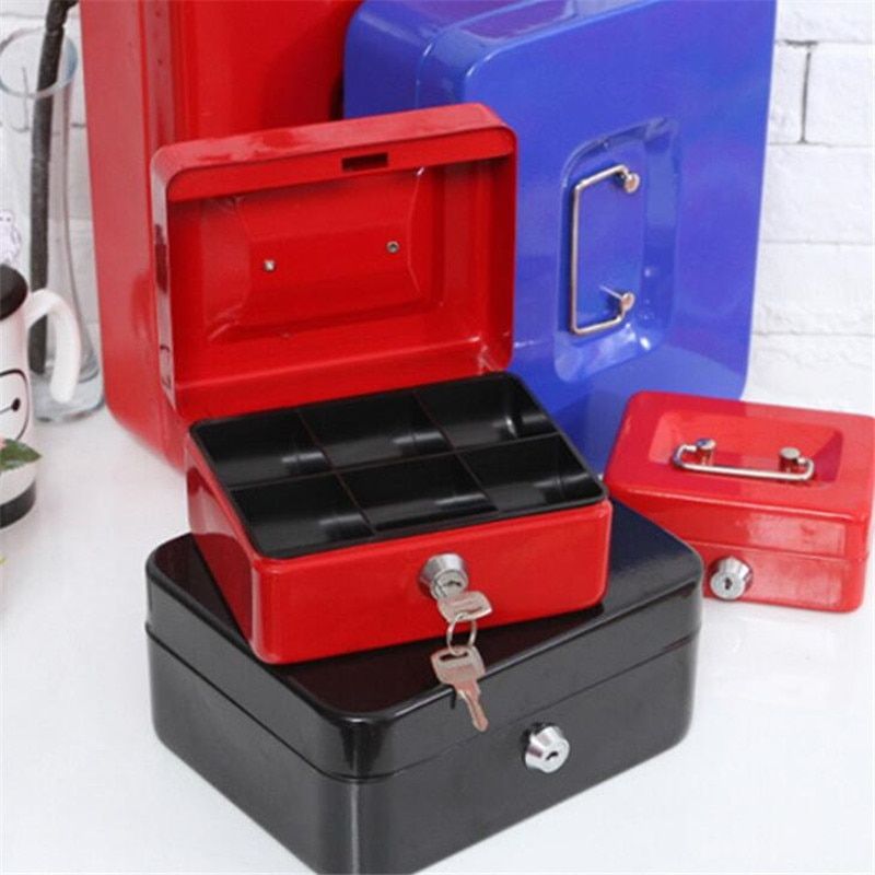 M:20x16cm Metal Mini Safe Box Hidden Secret Safe Key Lock Money Coin Bank Card Jewellery Private Diary Storage Password Locker