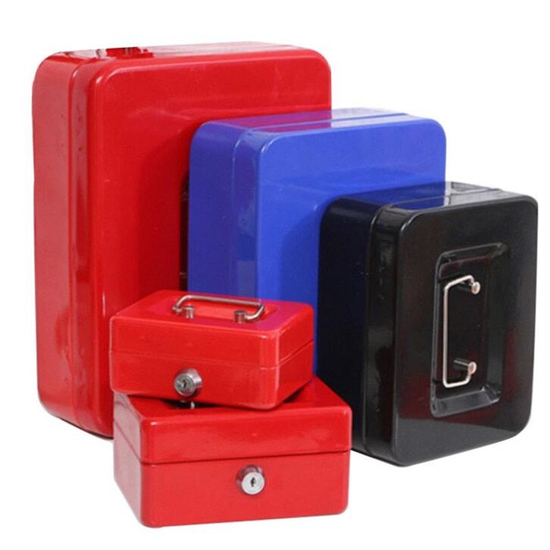 M:20x16cm Metal Mini Safe Box Hidden Secret Safe Key Lock Money Coin Bank Card Jewellery Private Diary Storage Password Locker