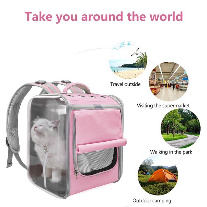 Breathable Cat Carrier Backpack Pet Cats Small Dogs Outdoor Pink