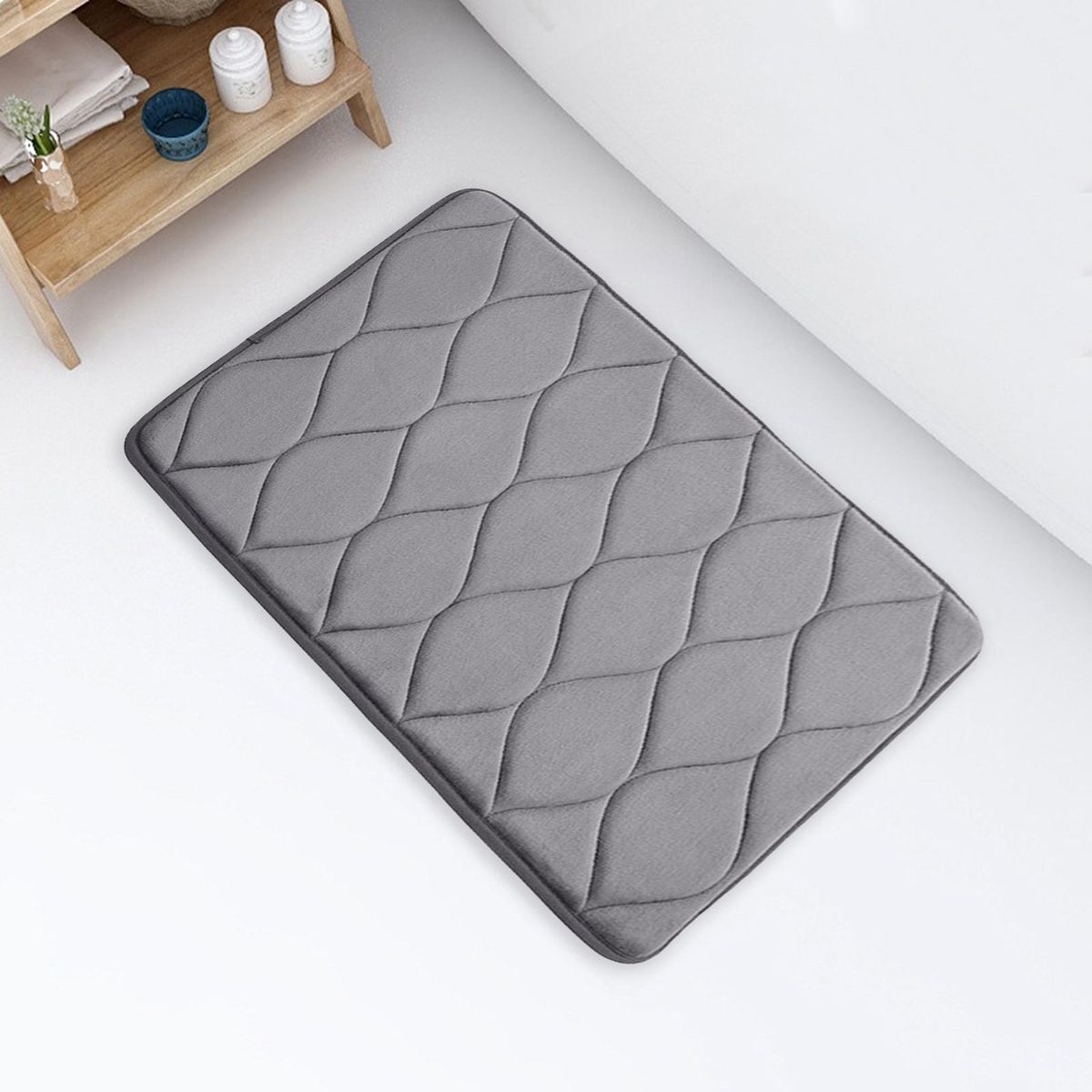 Bathtub Side Floor Carpet Pure Color Bathtub Side Floor Rug Grey