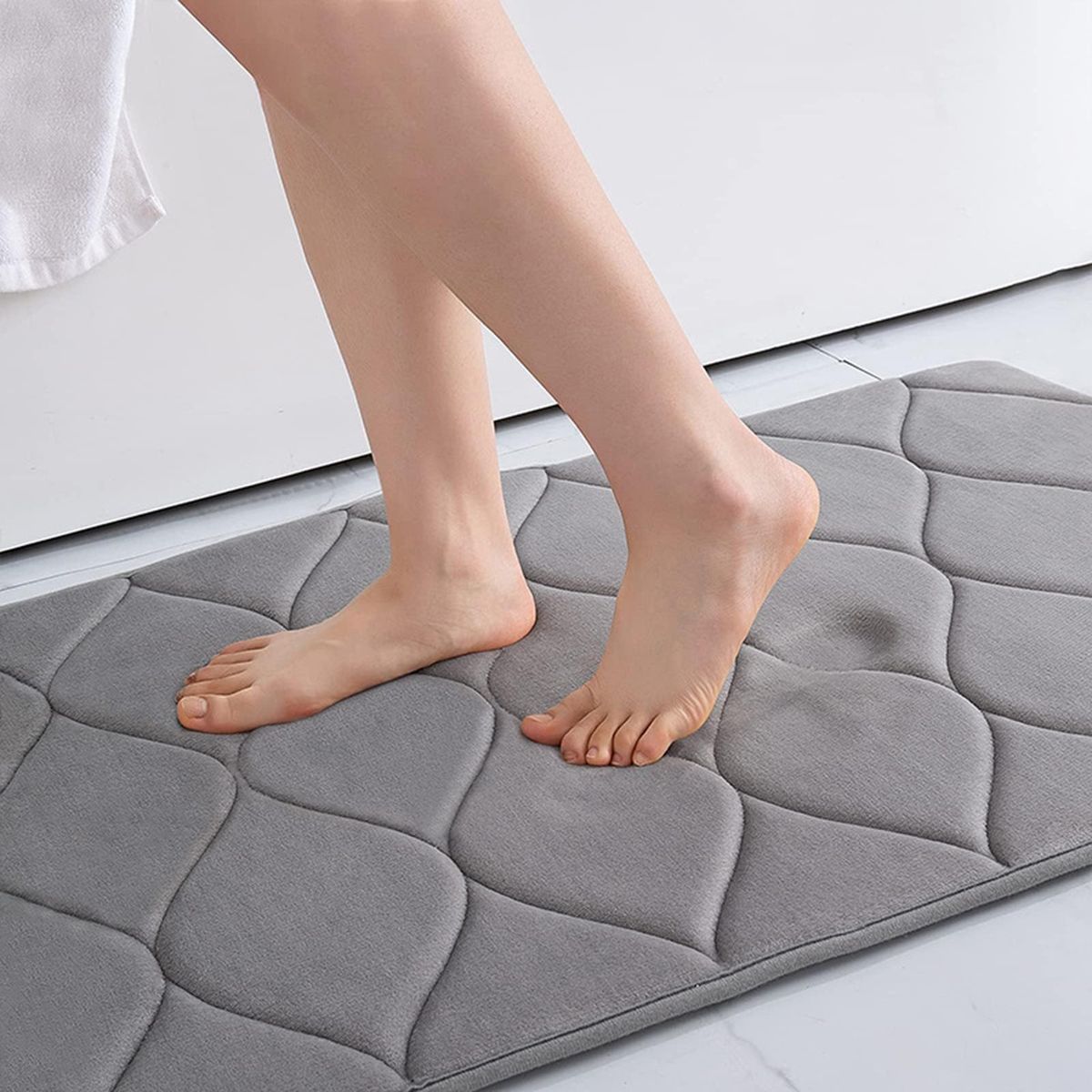 Bathtub Side Floor Carpet Pure Color Bathtub Side Floor Rug Grey