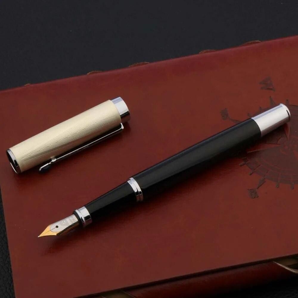 High Quality Brand Black Fountain Pen With Blue Diamond Silver Trim Medium 0.7MM Nib Ink Pens For Writing