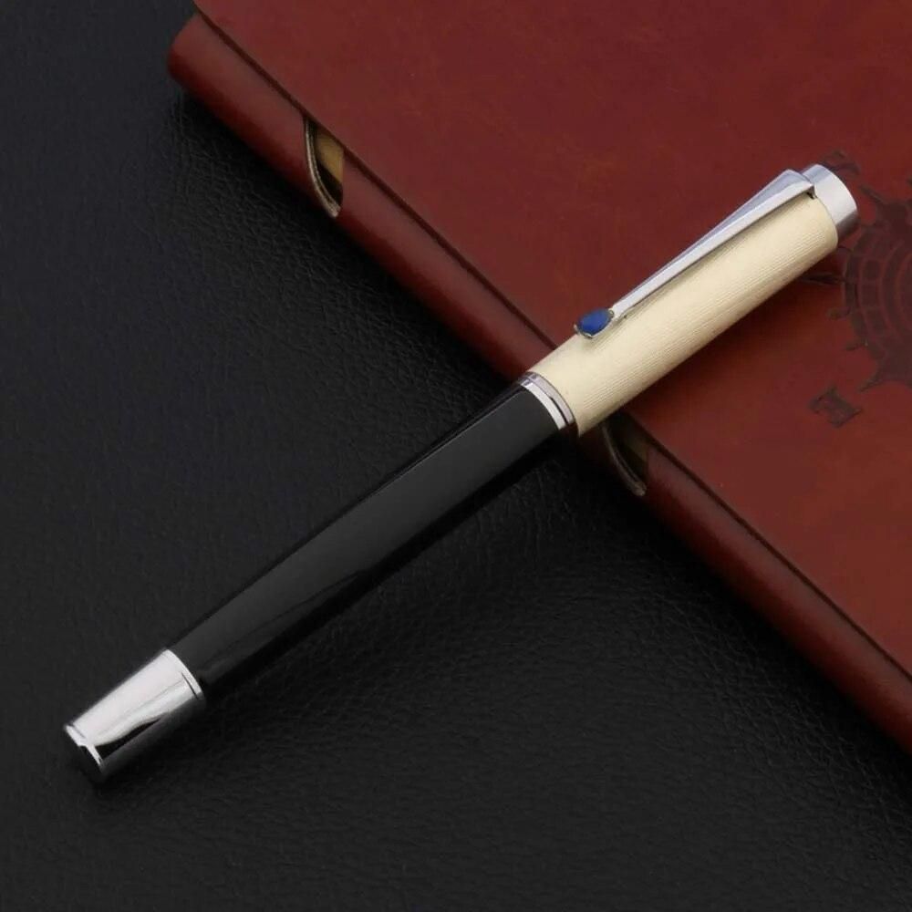 High Quality Brand Black Fountain Pen With Blue Diamond Silver Trim Medium 0.7MM Nib Ink Pens For Writing