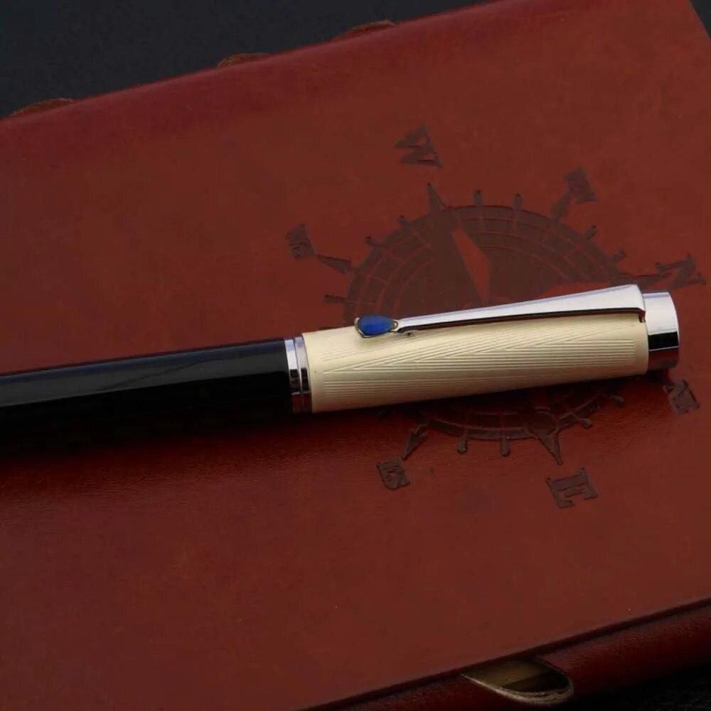High Quality Brand Black Fountain Pen With Blue Diamond Silver Trim Medium 0.7MM Nib Ink Pens For Writing