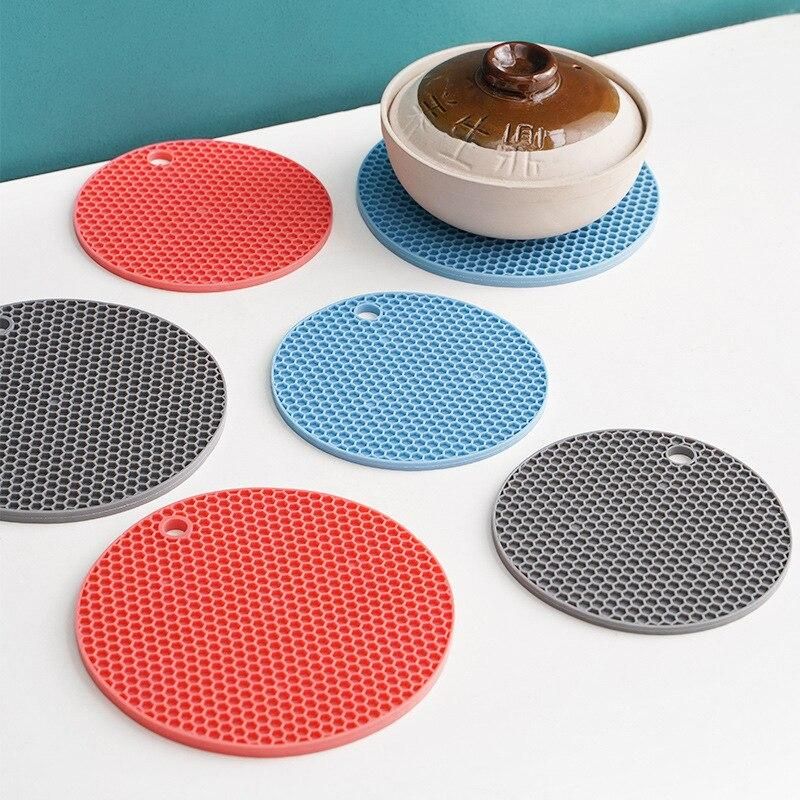 3pcs Round Heat Resistant Silicone Mat Drink Cup Coasters Non Slip Pot Holder
