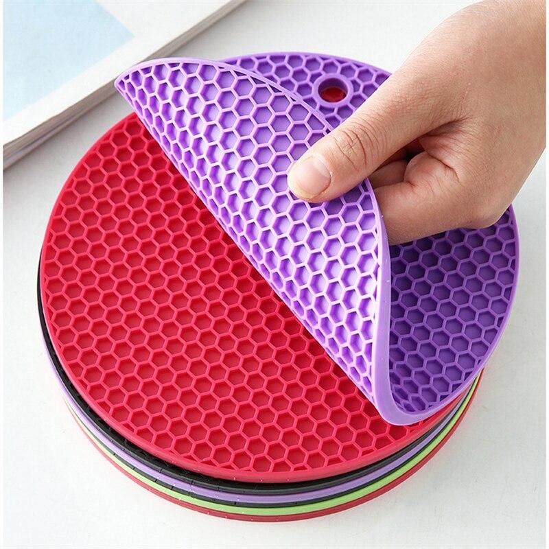3pcs Round Heat Resistant Silicone Mat Drink Cup Coasters Non Slip Pot Holder