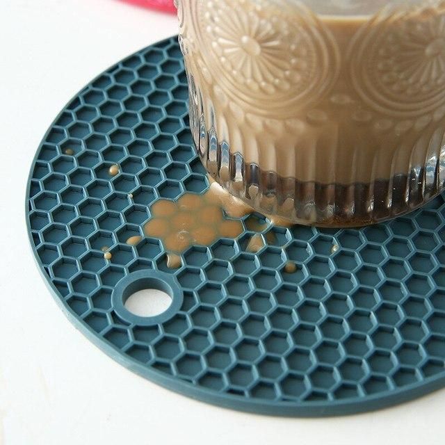 3pcs Round Heat Resistant Silicone Mat Drink Cup Coasters Non Slip Pot Holder