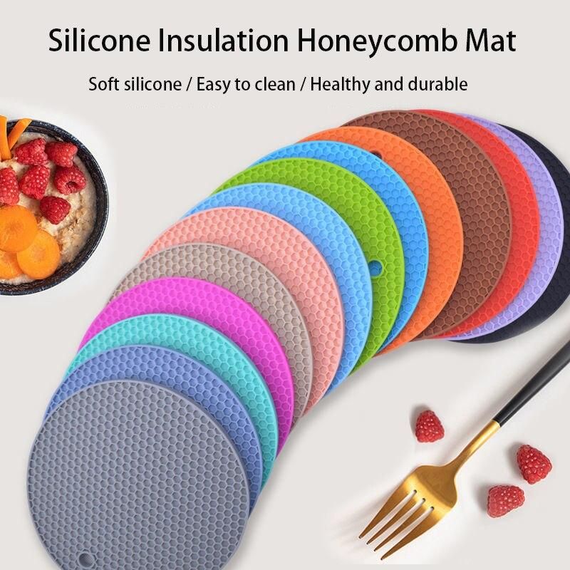3pcs Round Heat Resistant Silicone Mat Drink Cup Coasters Non Slip Pot Holder