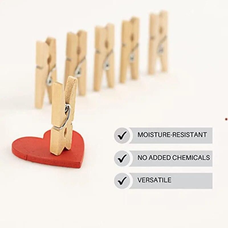 100 Pcs Mini 25mm Natural Wooden Small Size Clips Photo Clips Clothespin DIY Wedding Party Wooden Clip Clips Pegs Dropshipping