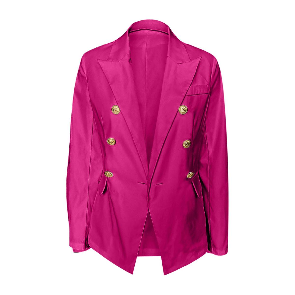 Women Buttons Long Sleeve Solid Office Coat Cardigans Suit Jacket Long