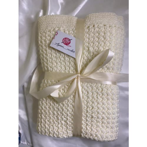 Unisex Baby Blanket - 40 X 40 Inches  - Cream