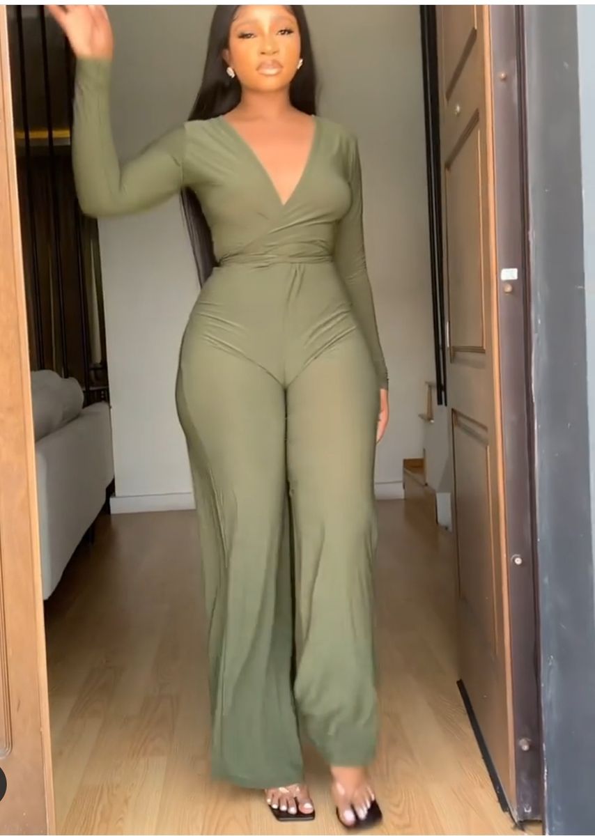 Bush Green Unique Fitted Jumpsuit