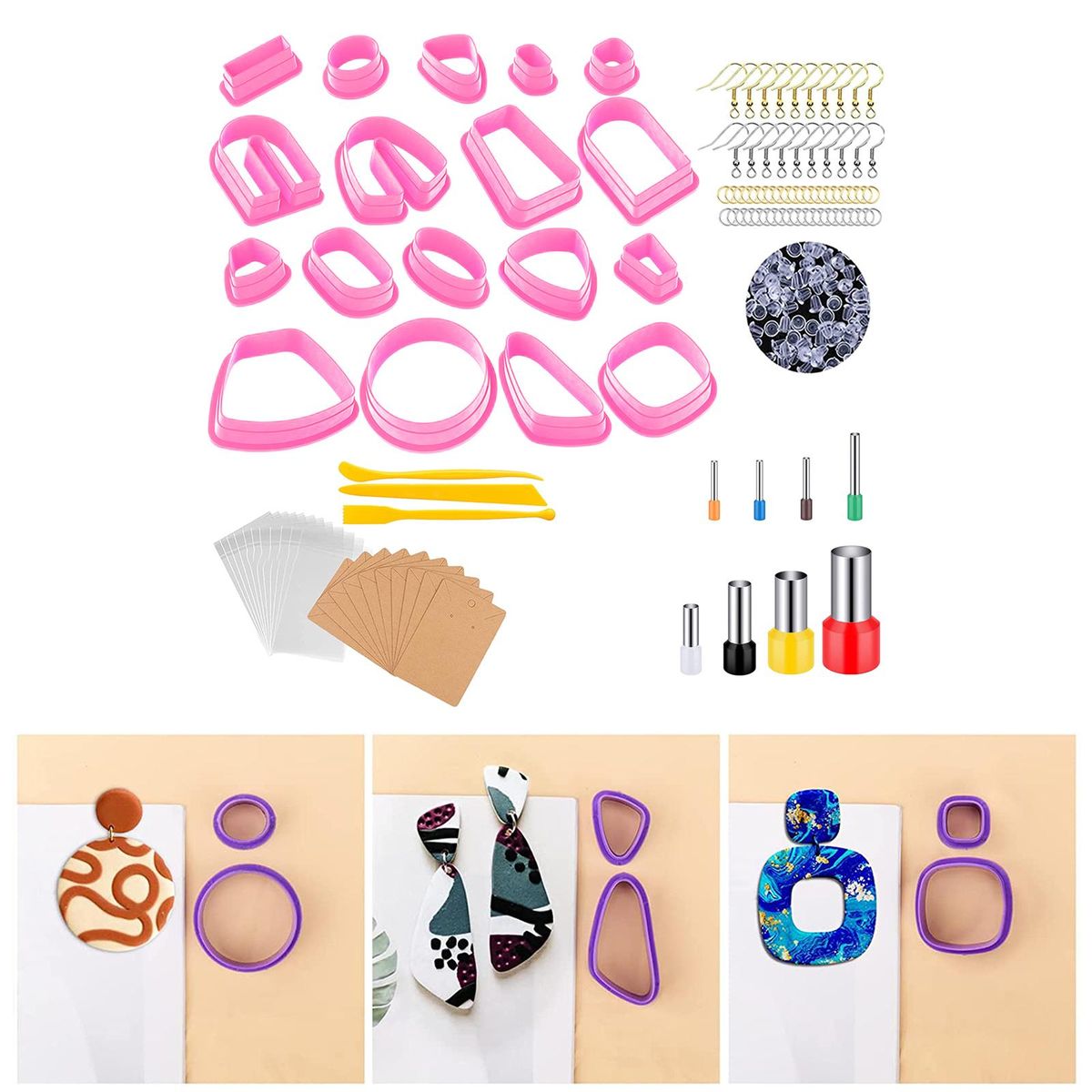 Plastic Polymer Clay Cutters Jump Rings Craft Handmade Clay Pink