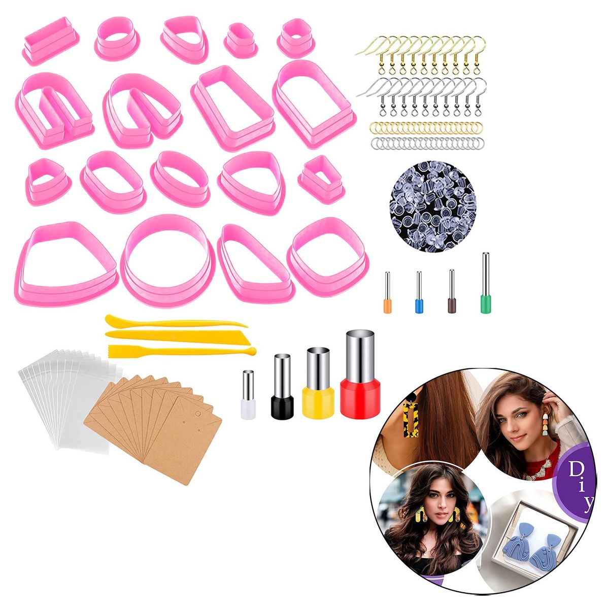 Plastic Polymer Clay Cutters Jump Rings Craft Handmade Clay Pink