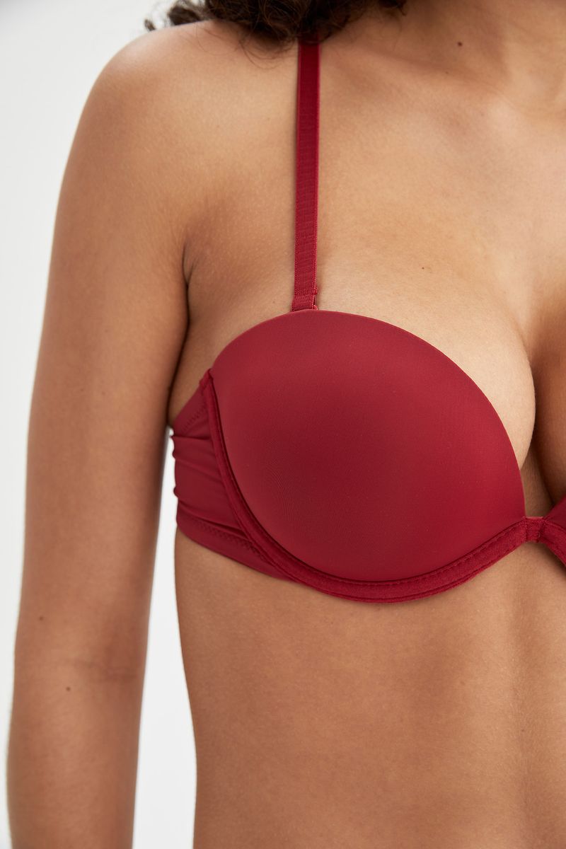 Woman Casual Strapless Underwear Bra - Bordeaux