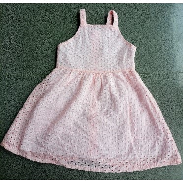 Sleeveless Girls Button Down Hollow Dress - Peach