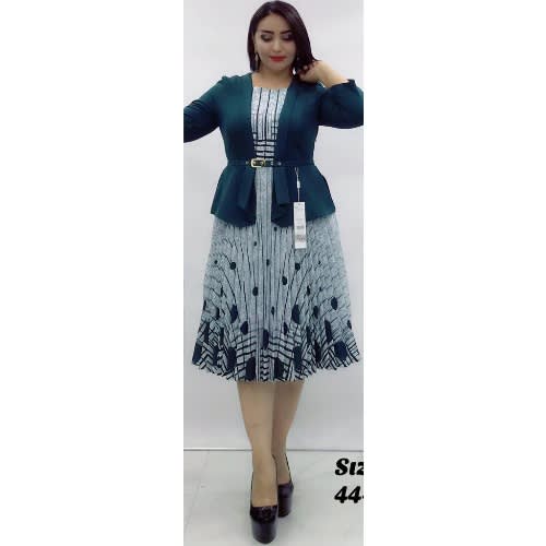 Turkey Floral Edge Pleated Dress - Green