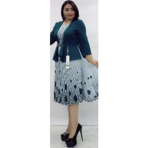 Turkey Floral Edge Pleated Dress - Green