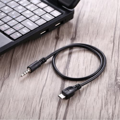 3.5mm Male To Micro Usb Male Audio Aux Cable For Phone, Computer - 40cm