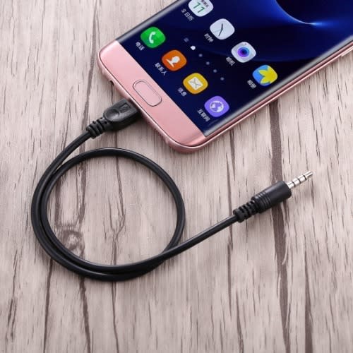 3.5mm Male To Micro Usb Male Audio Aux Cable For Phone, Computer - 40cm