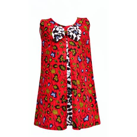 Ankara Pleated Bow Dress