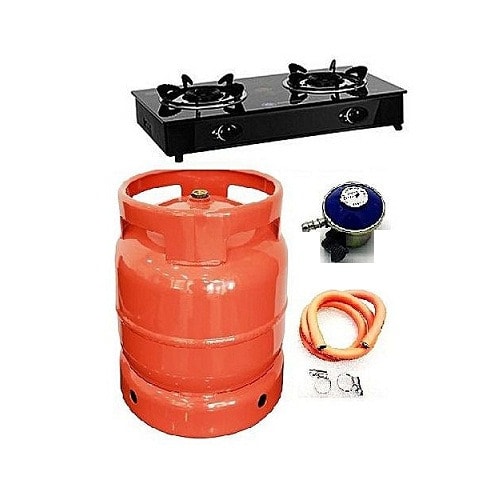 10kg Camping Gas Cylinder With Glass Cooker + Hose And Clips