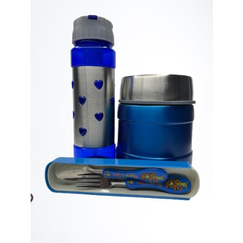 4 In 1 Kids Car Themed Lunch Bag Set With Flask Water Bottle Spoon