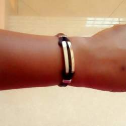Men's Stainless Steel Bar Black Rubber Bracelet