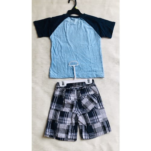 Boys Tshirt And Rope Fastened Short Sets- Blue And Black