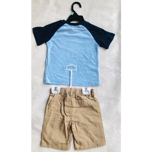Boys Tshirt And Short Set- Blue And Beige