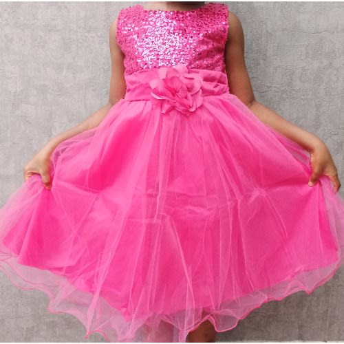 Fuchsia Pink Sequins Dress