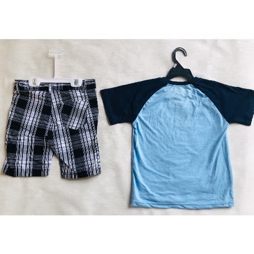 Boys Tshirt And Short Set- Blue And Black