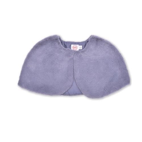 Girls Metalic Rosette Dress Set & Faux Fur Poncho