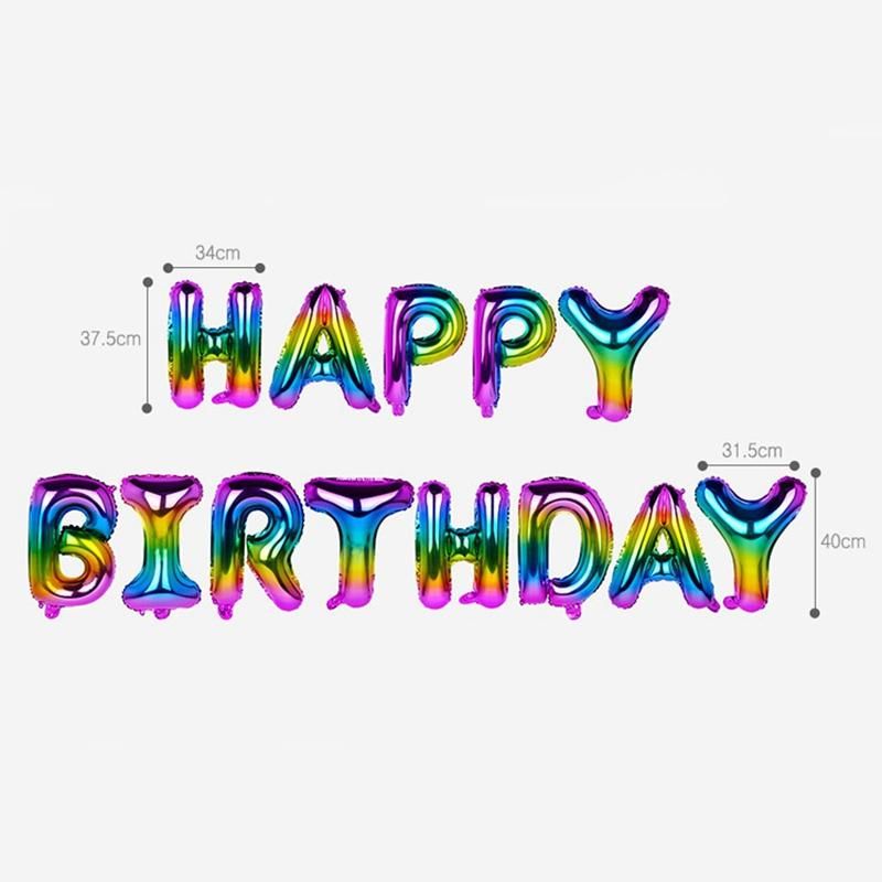 Aluminum Foil "Happy Birthday" Letter Balloon Set 16 Inch Birthday Party Decor Balloons-Gold