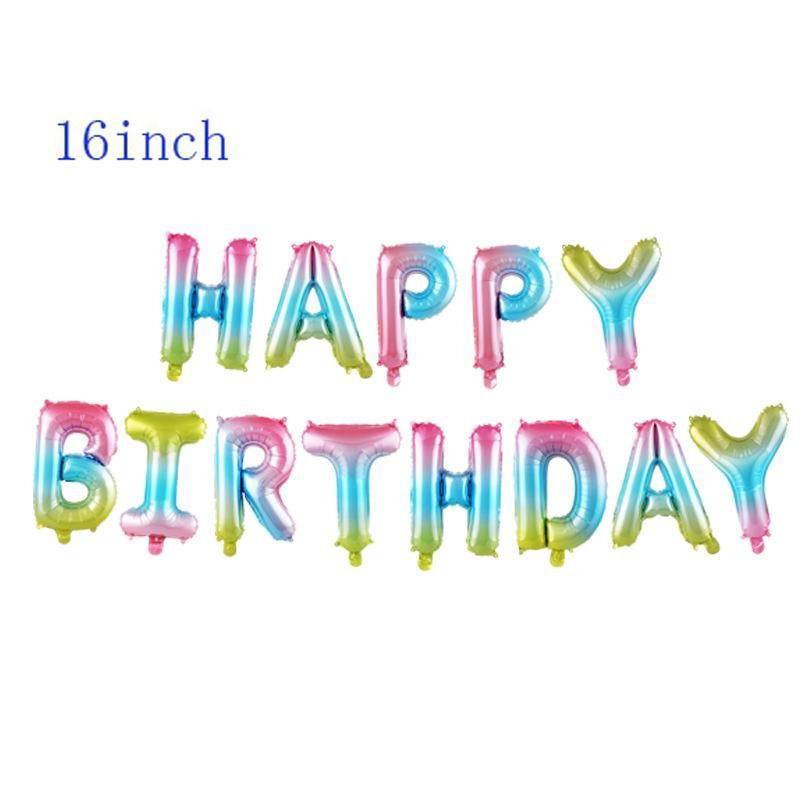 Aluminum Foil "Happy Birthday" Letter Balloon Set 16 Inch Birthday Party Decor Balloons-Gold