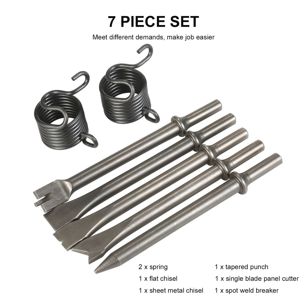7-Piece Pneumatic Chisel Set Heavy Duty Air Hammer Punch