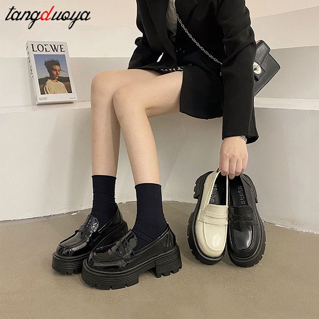 (black Light)loafers Women Platform Shoes Hidden Height Heels Women's Casual Loafers For Sprin JIN