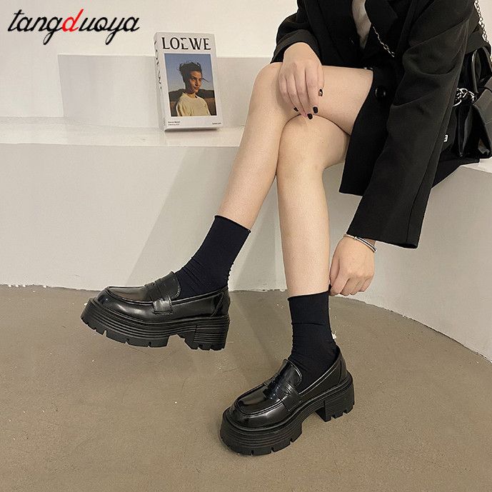 (black Light)loafers Women Platform Shoes Hidden Height Heels Women's Casual Loafers For Sprin JIN