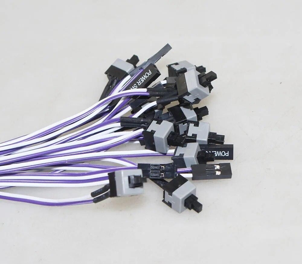 50pcs/lot I/O Reset motherboard cable Desktop Computer PC Case POWER Button SW switch power Cord Cable Re-starting switch cable