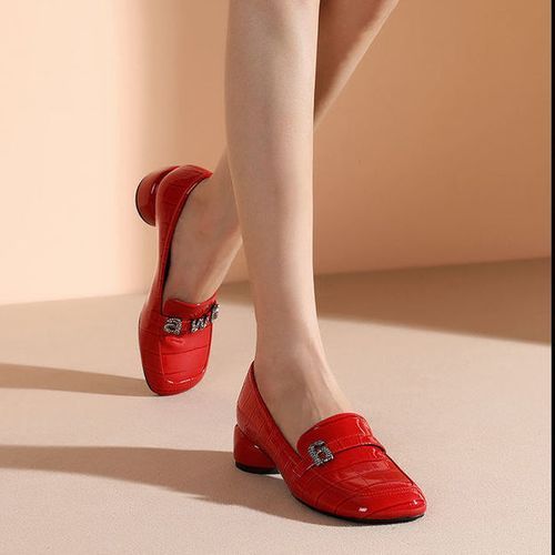 Women's Shoes Pumps Slip-on Shoes Heels Office Ladies Footwear-Red