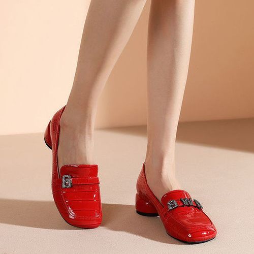 Women's Shoes Pumps Slip-on Shoes Heels Office Ladies Footwear-Red