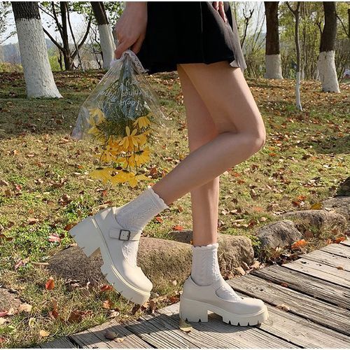 Female Mary Jane Shoes Lolita Japanese Style Retro Girl High Heel Platform White