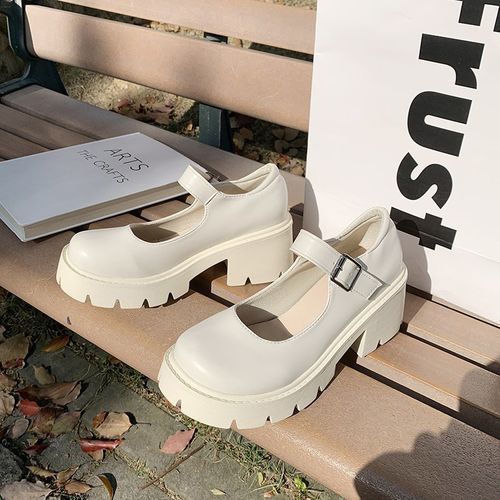 Female Mary Jane Shoes Lolita Japanese Style Retro Girl High Heel Platform White