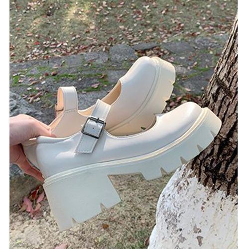Female Mary Jane Shoes Lolita Japanese Style Retro Girl High Heel Platform White