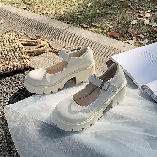 Female Mary Jane Shoes Lolita Japanese Style Retro Girl High Heel Platform White