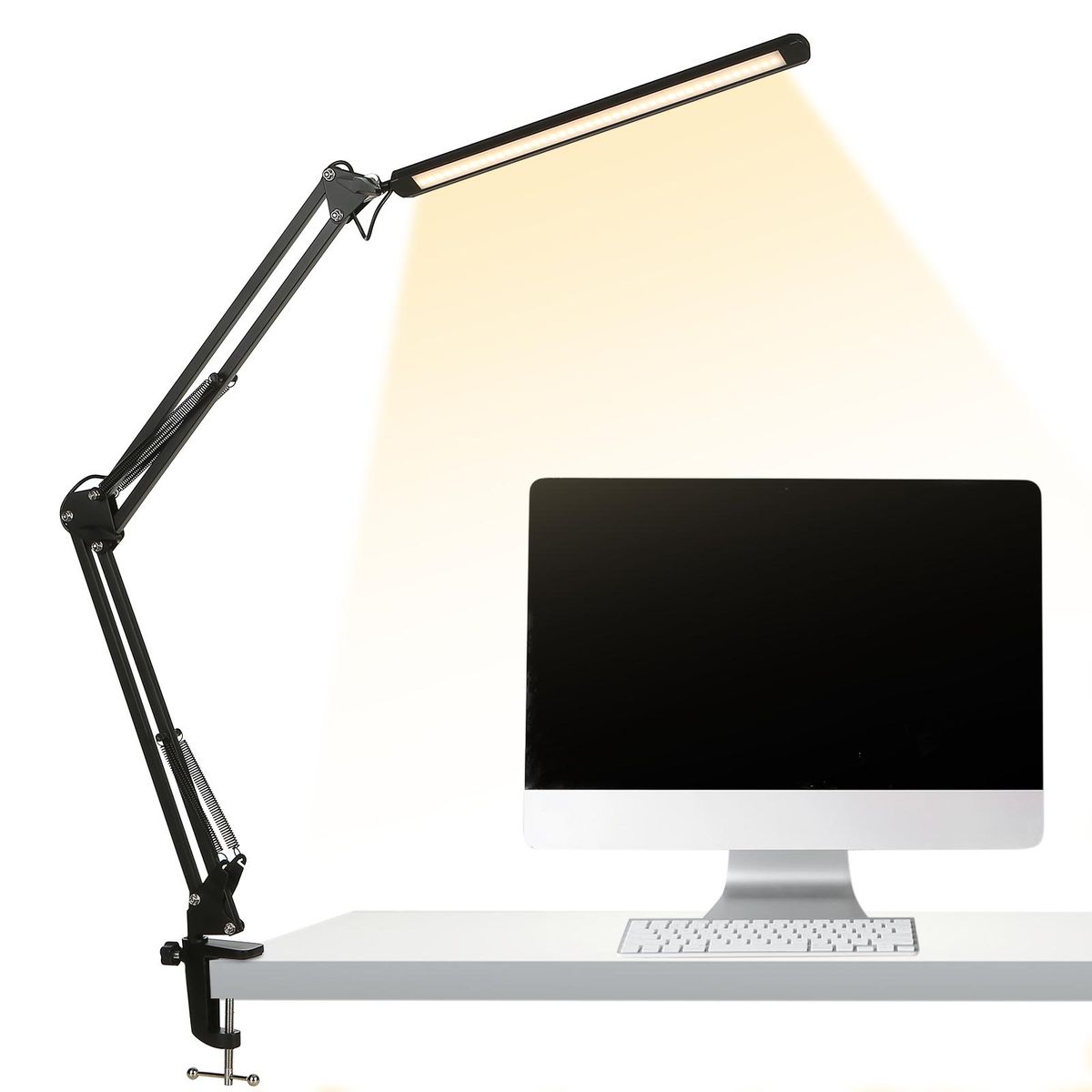 Tomshine LEDs Desk Lamp with Clamp Eye-Caring Dimmable Reading Light 3 Color Modes & 10 Brightness Levels 1 Min Memory Function Swing Arm Lamp for Study Office